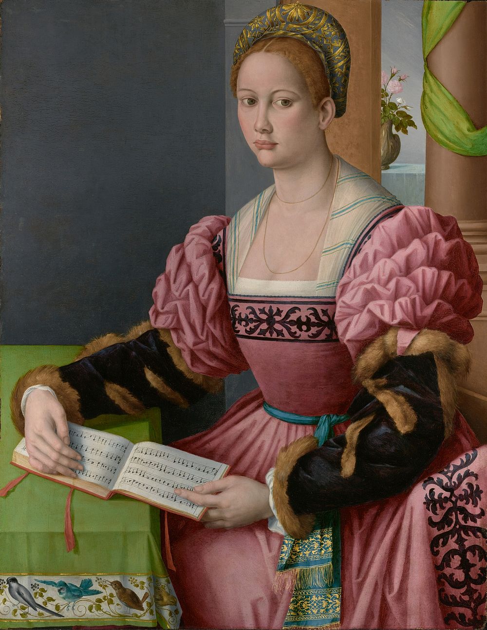 Portrait of a Woman with a Book of Music by Bachiacca Francesco Ubertini