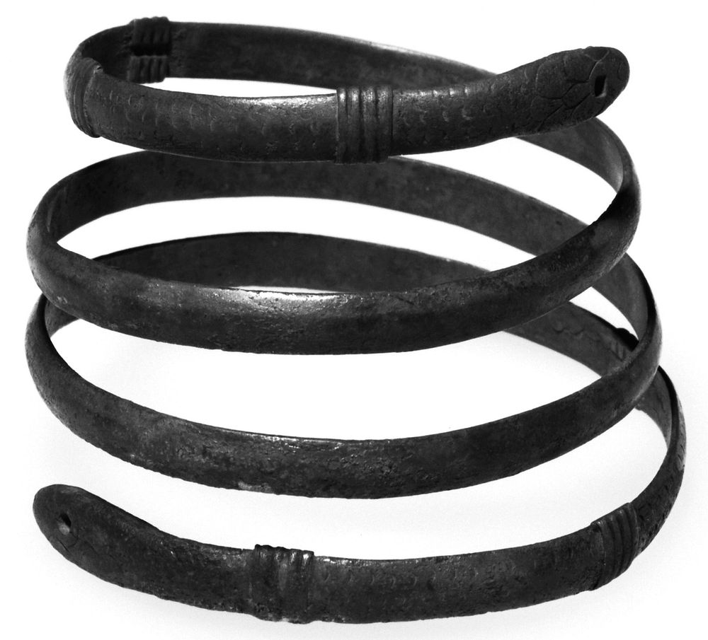 Spiral Bracelet with Serpent Head Terminals