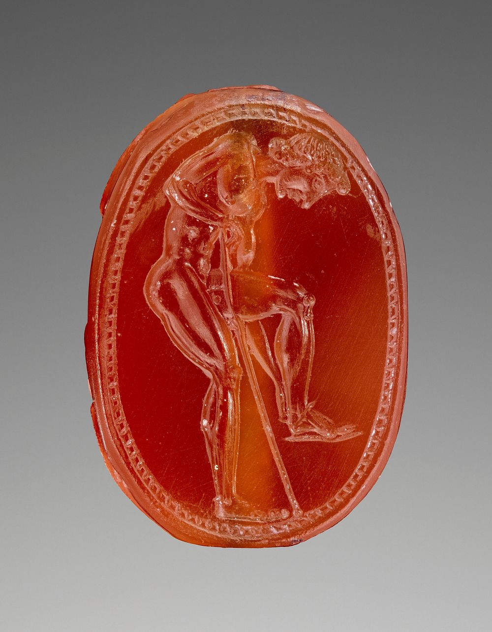 Engraved Scarab with Youth Leaning on a Staff by Epimenes