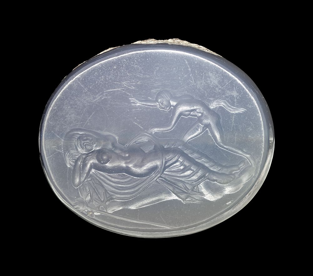 Engraved Scaraboid with Satyr and Sleeping Maenad