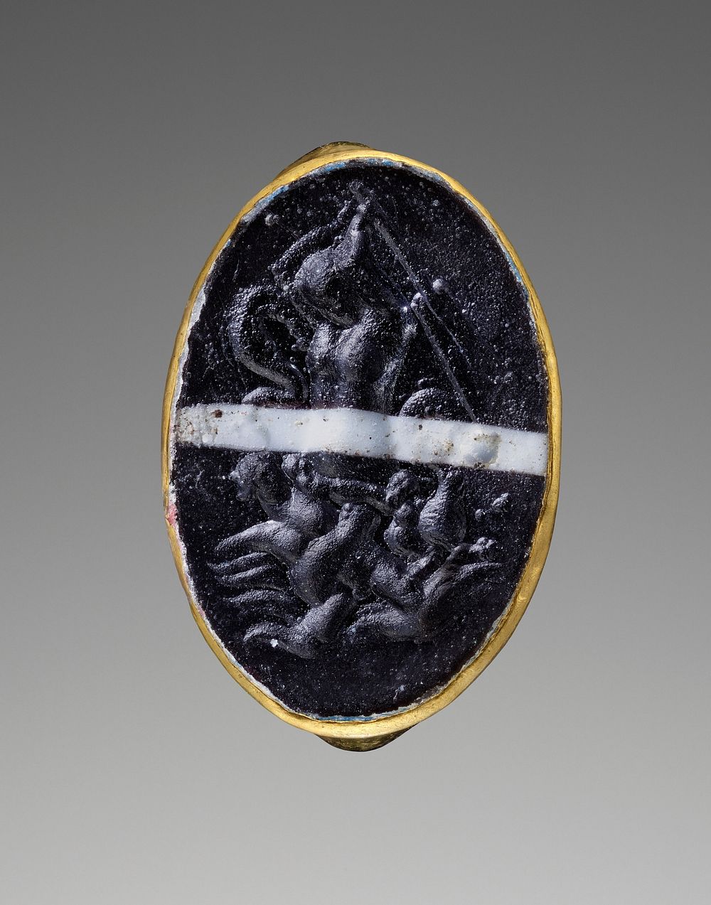 Cast Gem with Scylla attacking a Sailor set into a Ring