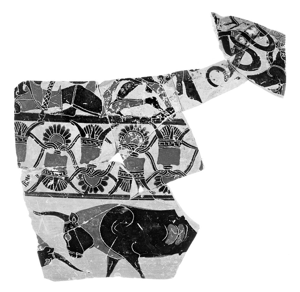Attic Black-Figure Dinos Fragment (comprised of 2 Joined Fragments) by Kyllenios Painter