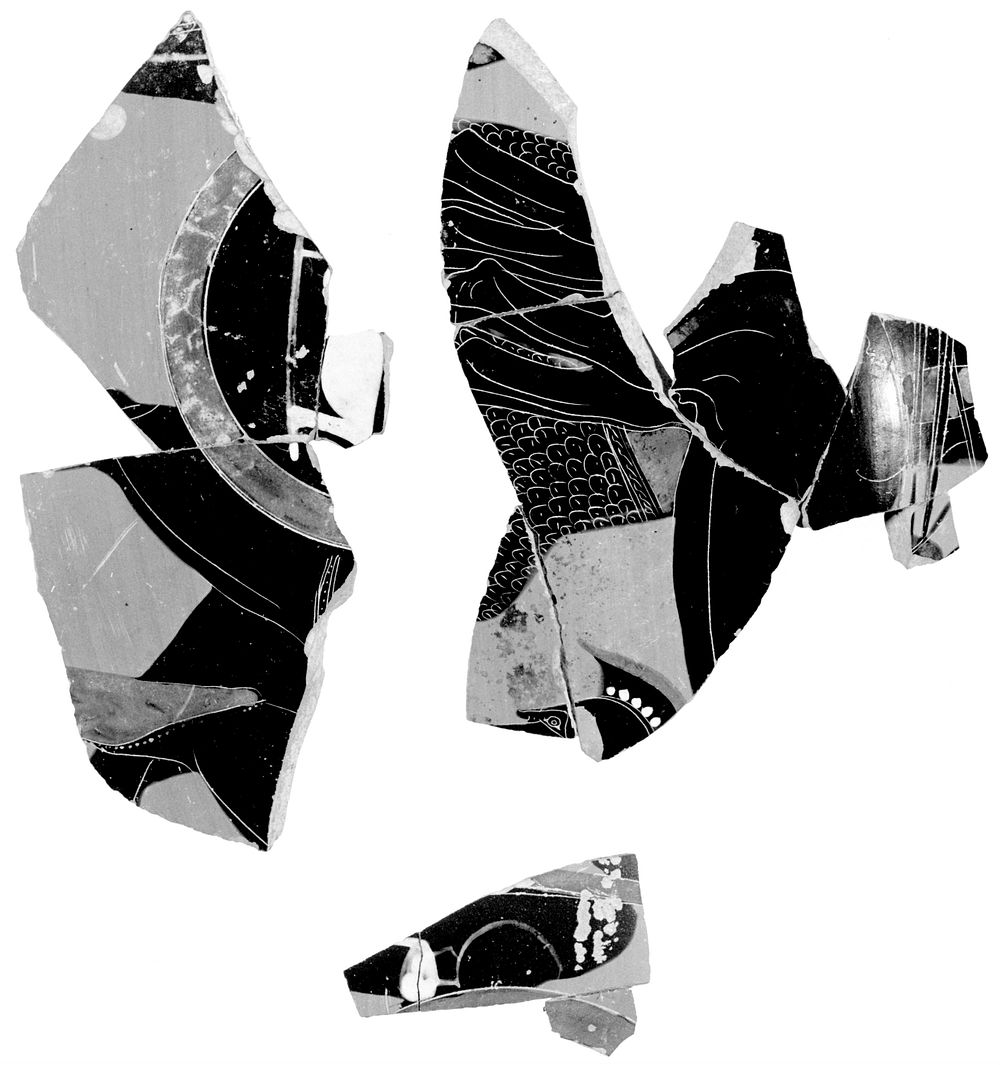 Attic Black-Figure Neck Amphora Fragment (comprised of 6 Joined Fragments) by Swing Painter