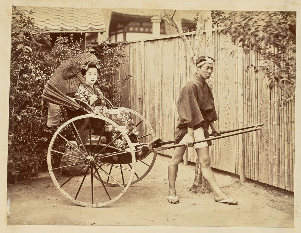 Japanese woman in a rickshaw