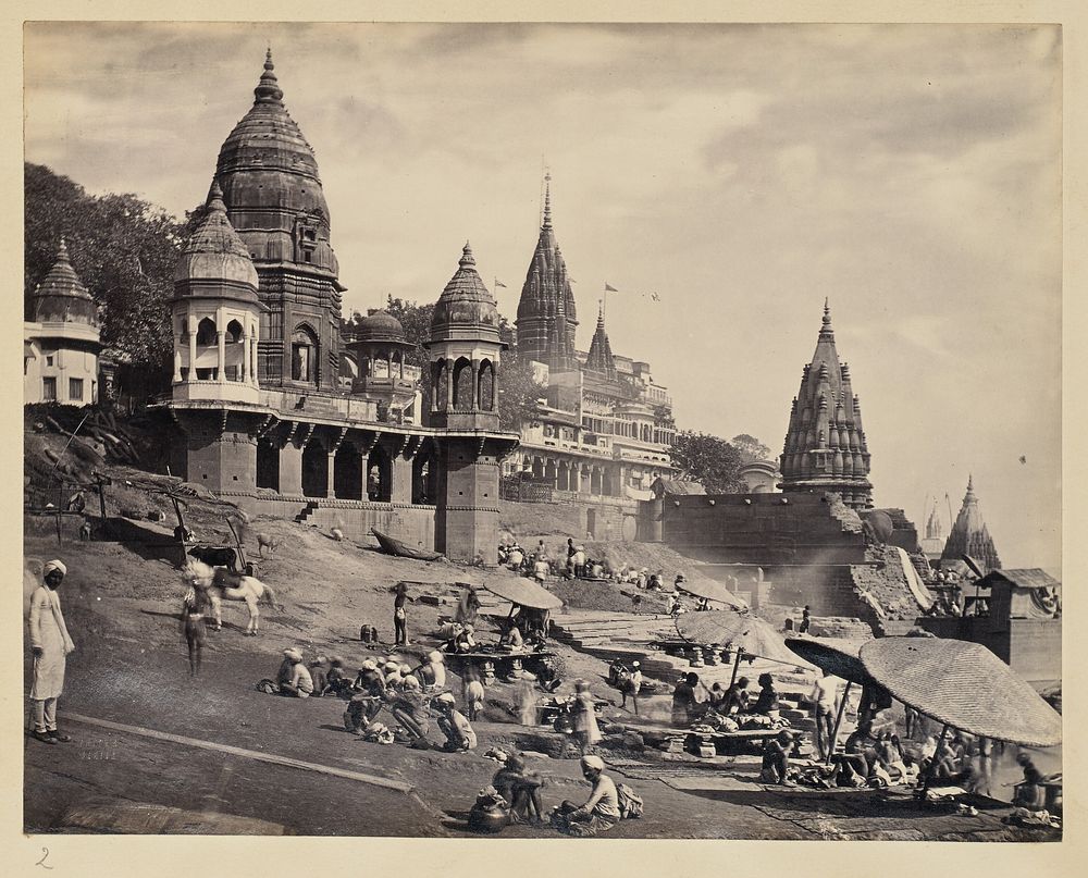 Ganges riverbank and Manikarnika Ghat by Francis Frith and Co