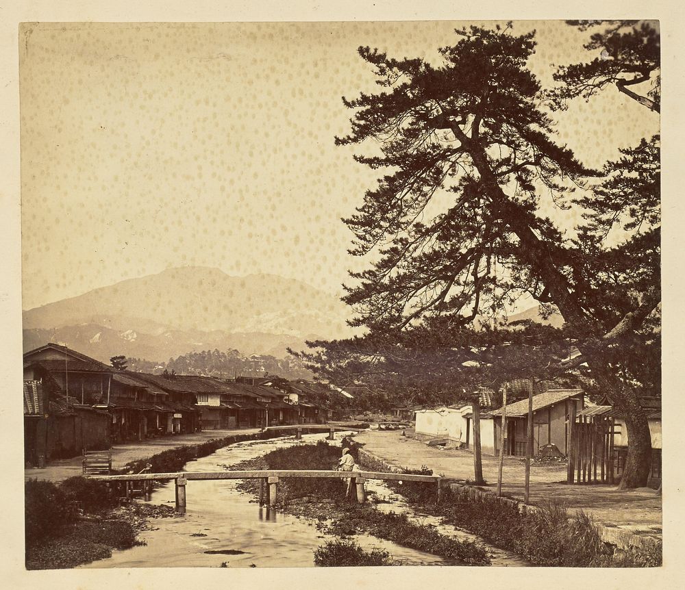 Footbridges in an unidentified Japanese village