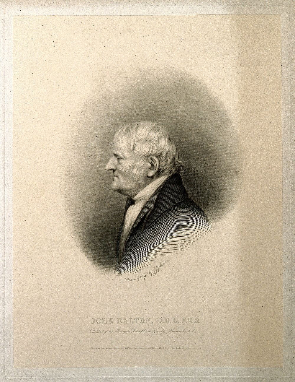 John Dalton. Engraving by J. Stephenson, 1845, after himself.
