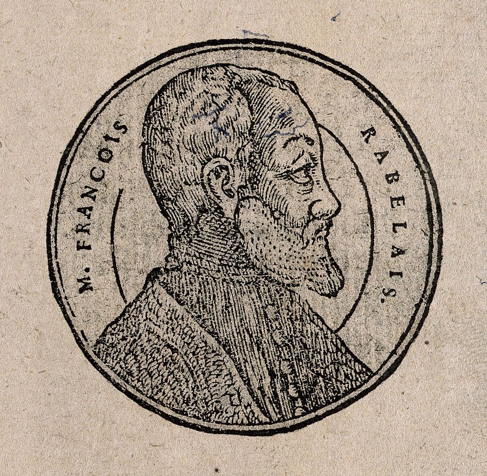 François Rabelais. Woodcut.