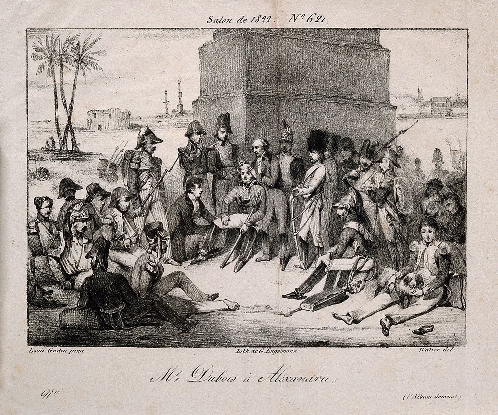 Antoine, Baron Dubois, in Alexandria. Lithograph by Waher, 1823, after L. Gudin, 1822.