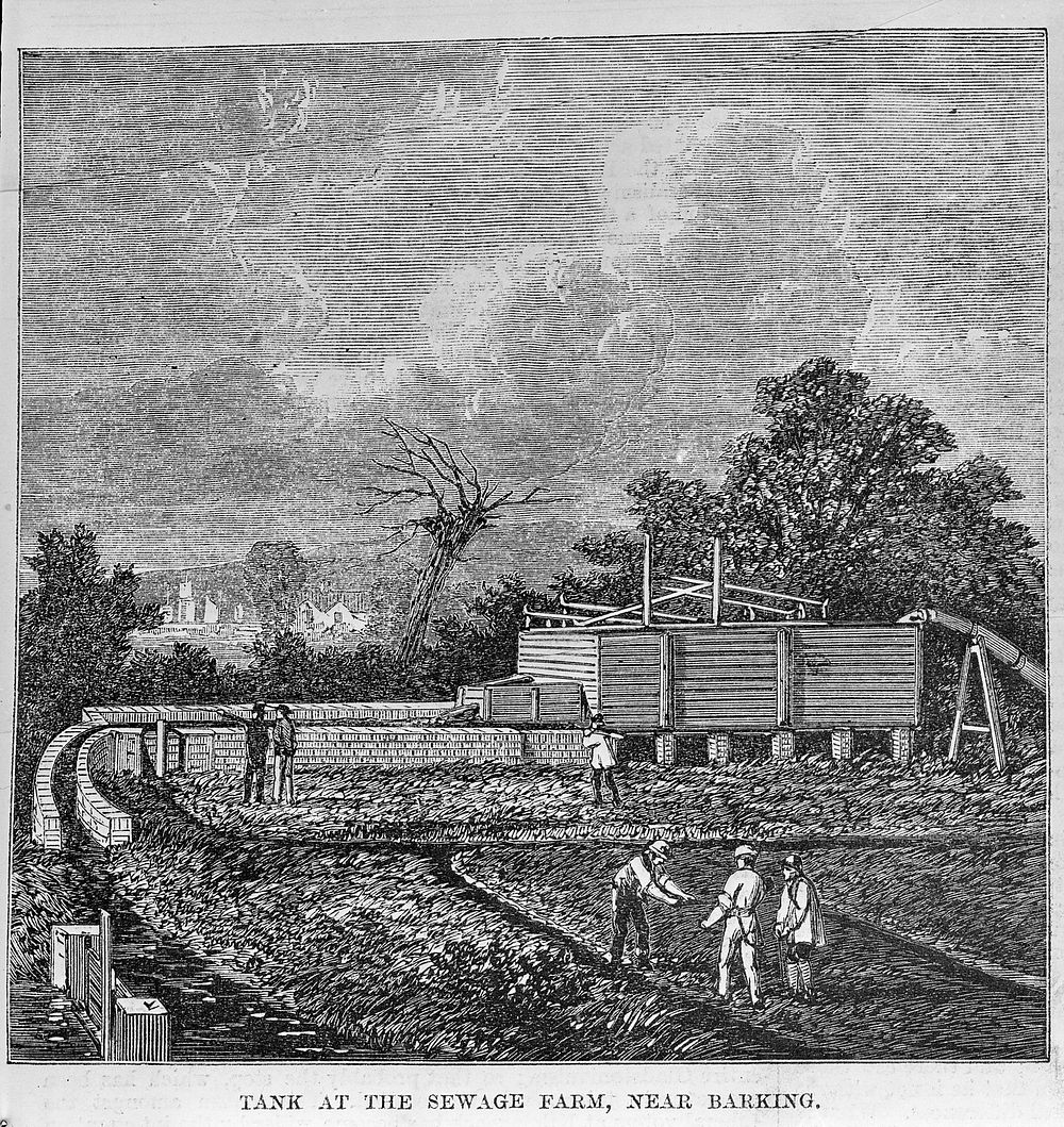 Sewage farm near Barking, 19th century