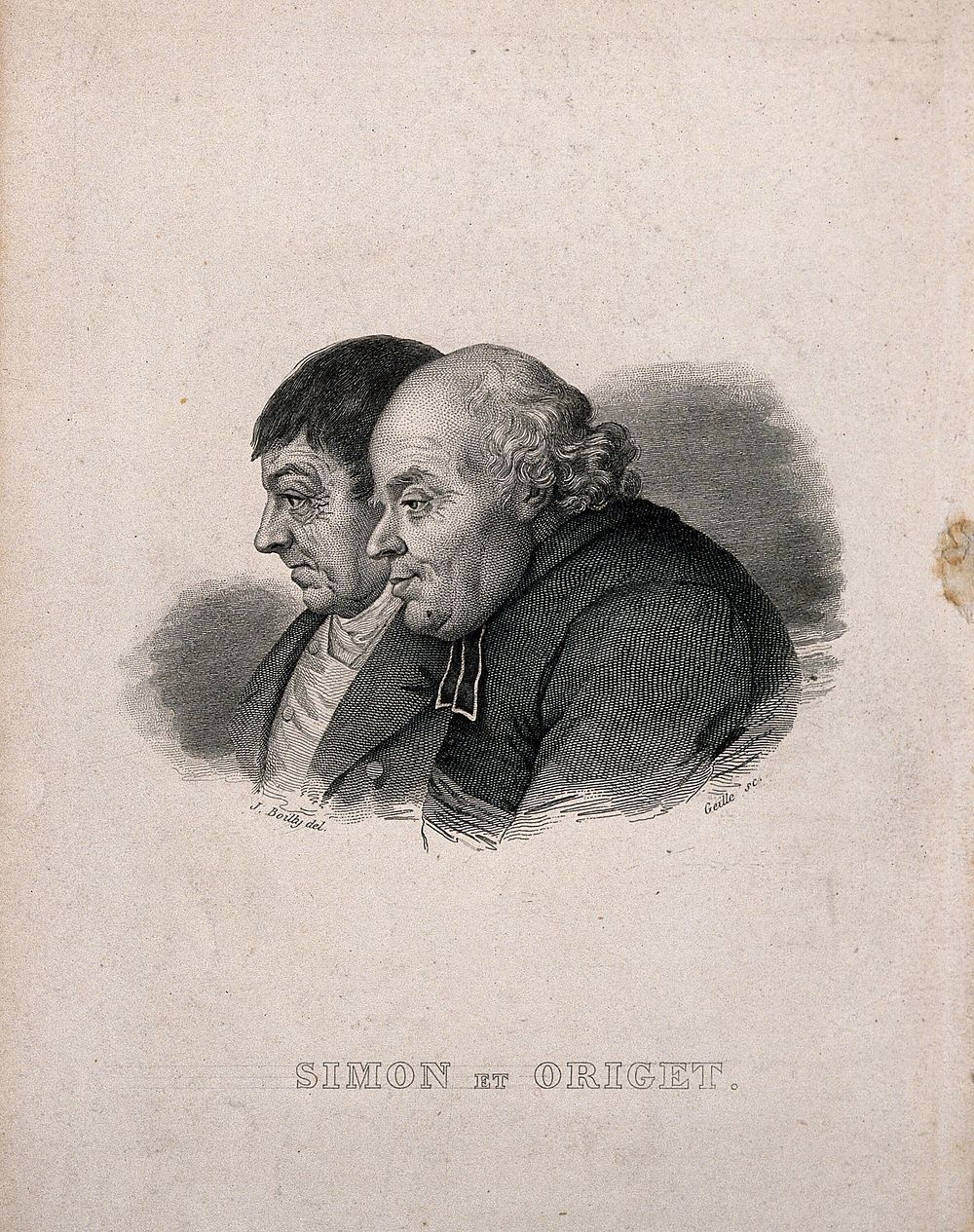 Jean Origet (left) and Nicolas Simon (right). Line engraving by A.F.B. Geille after J.-L. Boilly.