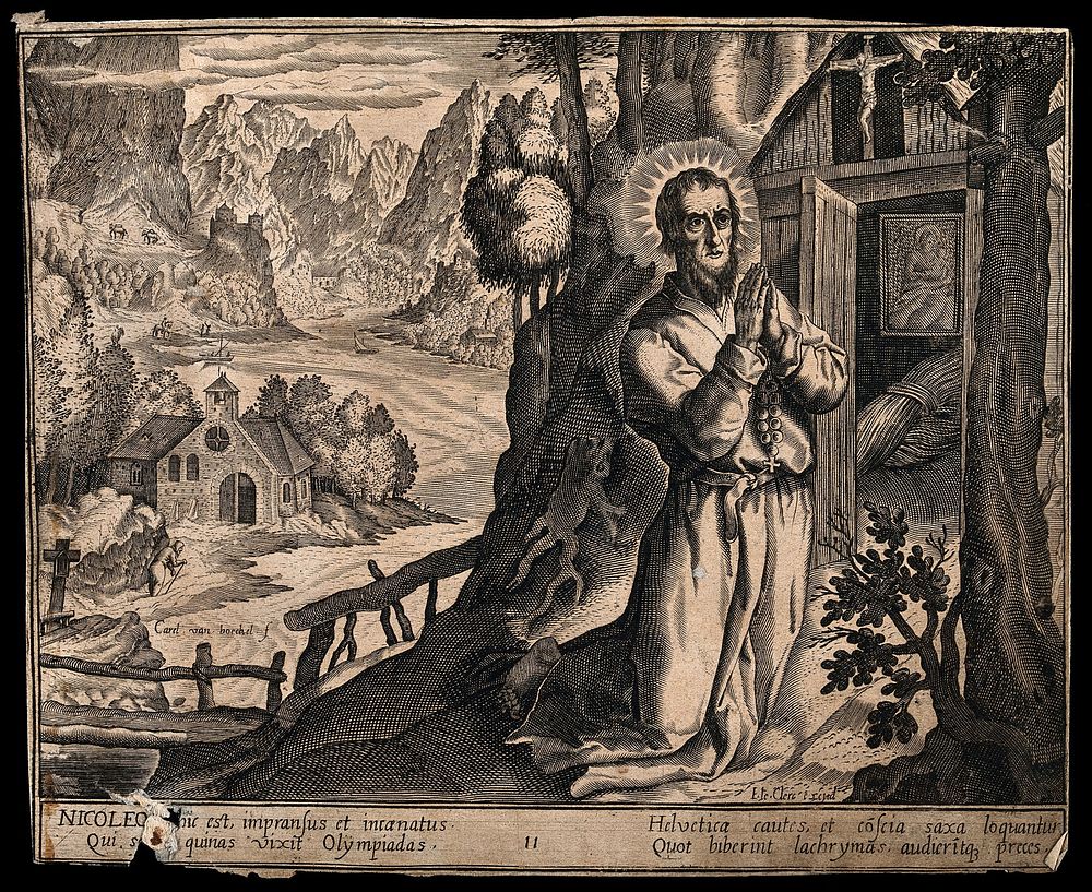 Saint Nicholas of Flue. Engraving by Carel van Boechel.