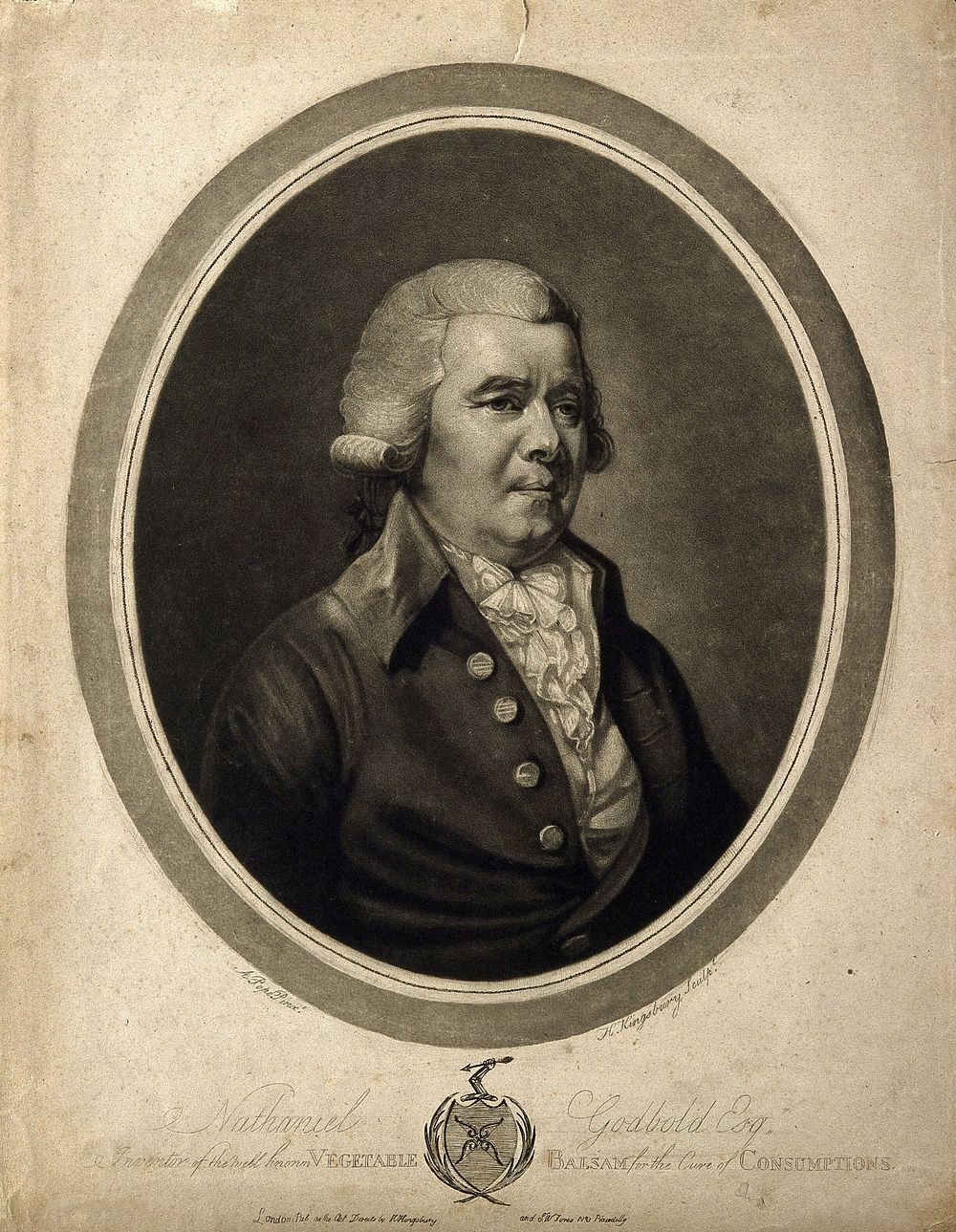 Nathaniel Godbold. Mezzotint by H. Kingsbury after A. Pope.