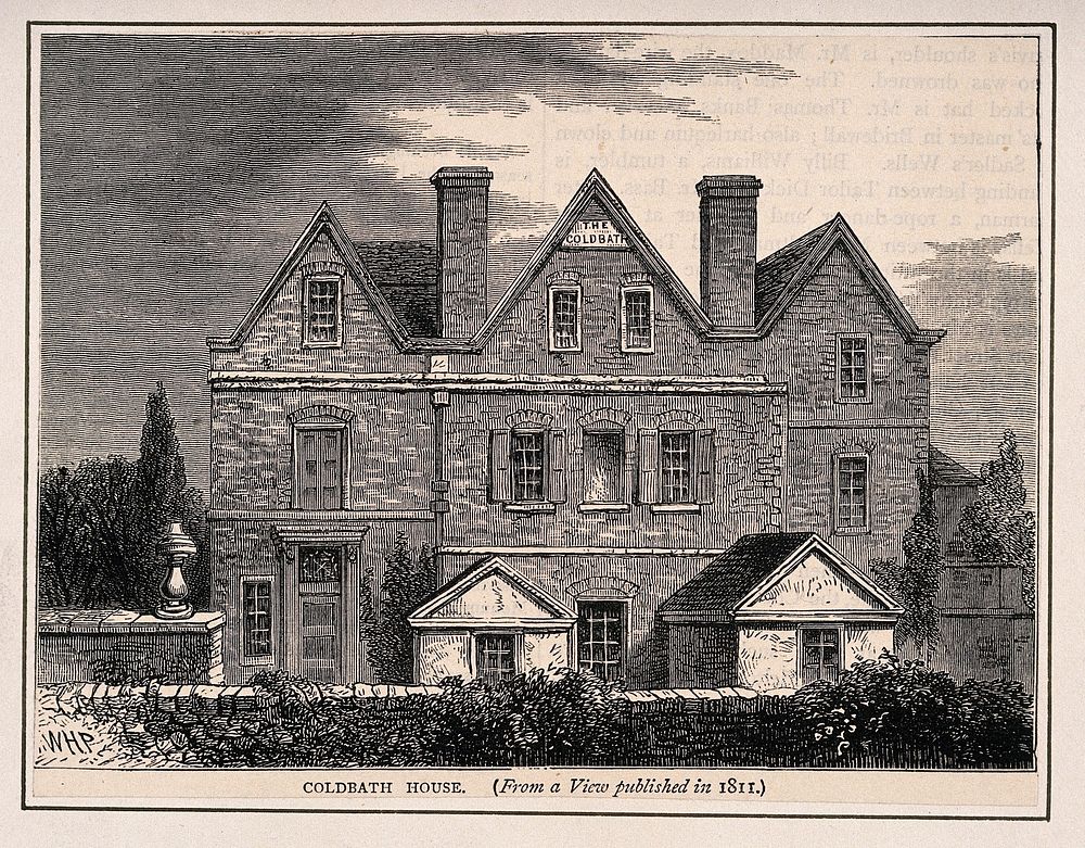 Coldbath House, Farringdon, London. Wood engraving by [W.H.P.].