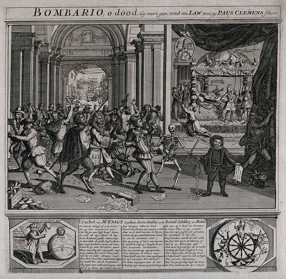The burghers of the Dutch Republic are celebrating the death of Pope Clement XI; they are led by Death and devils to a…