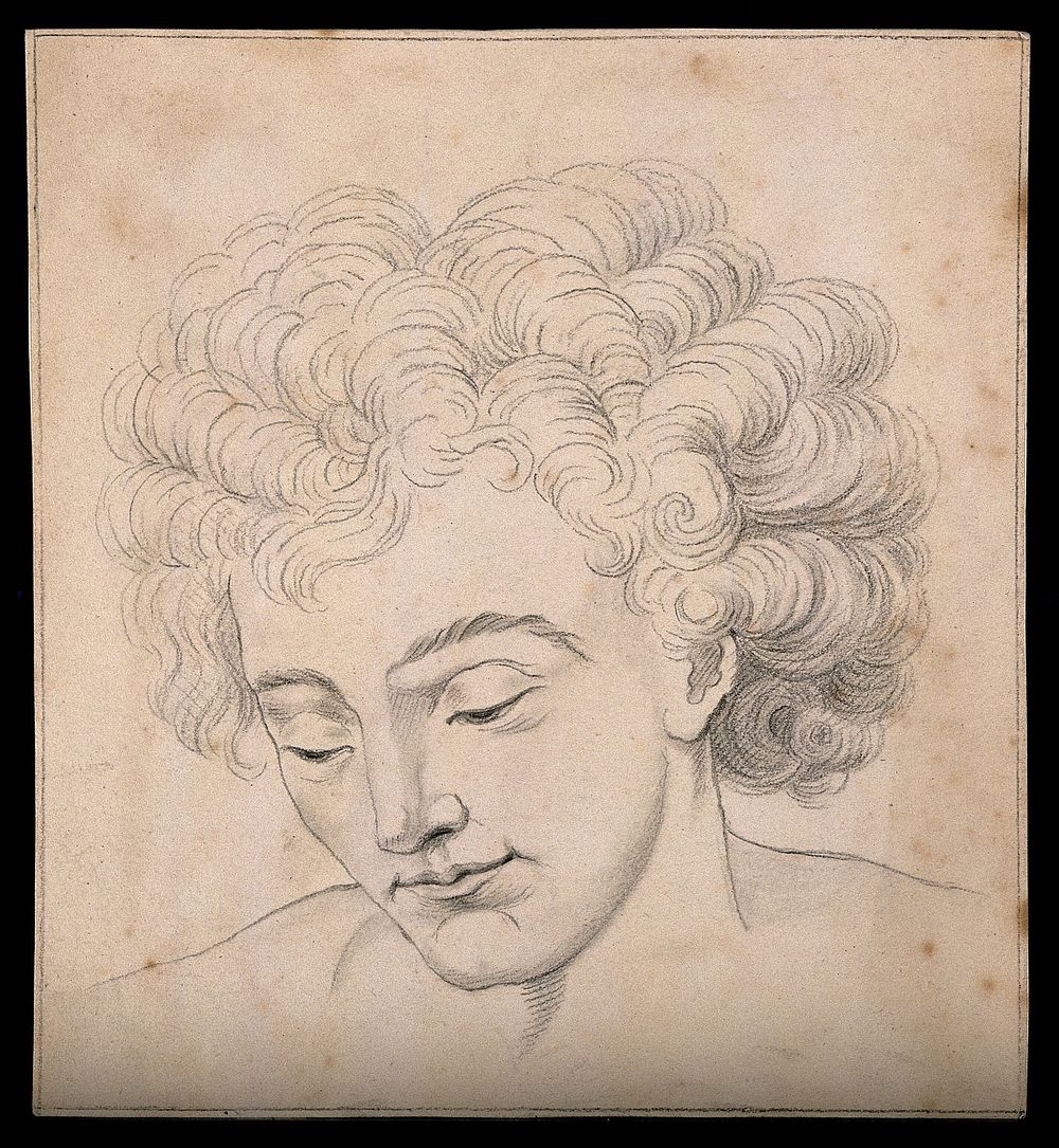 Head of John the Baptist as a youth. Drawing, c. 1791, after Raphael.