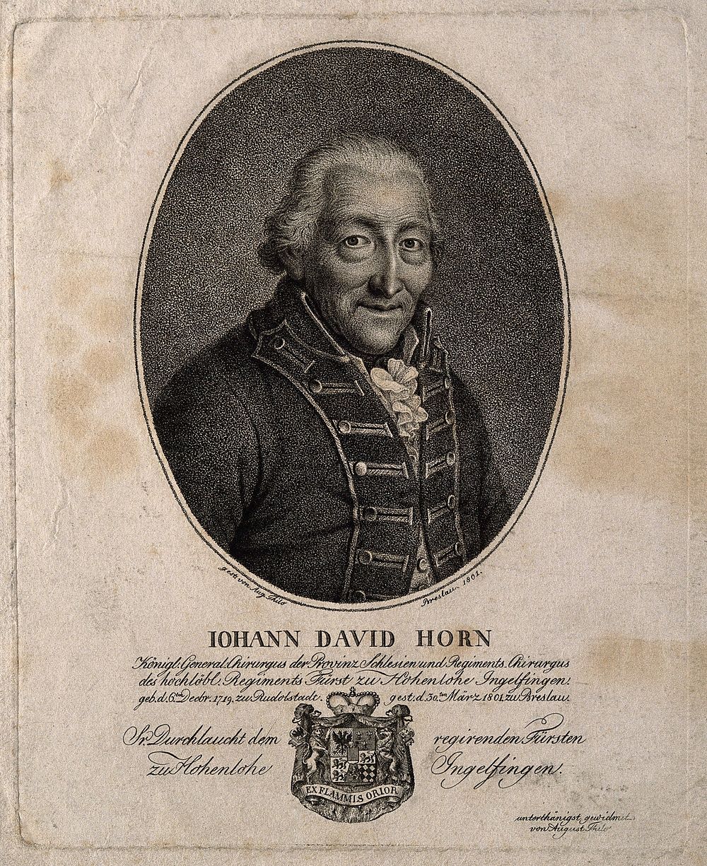 Johann David Horn. Line engraving by A. Thilo, 1801.