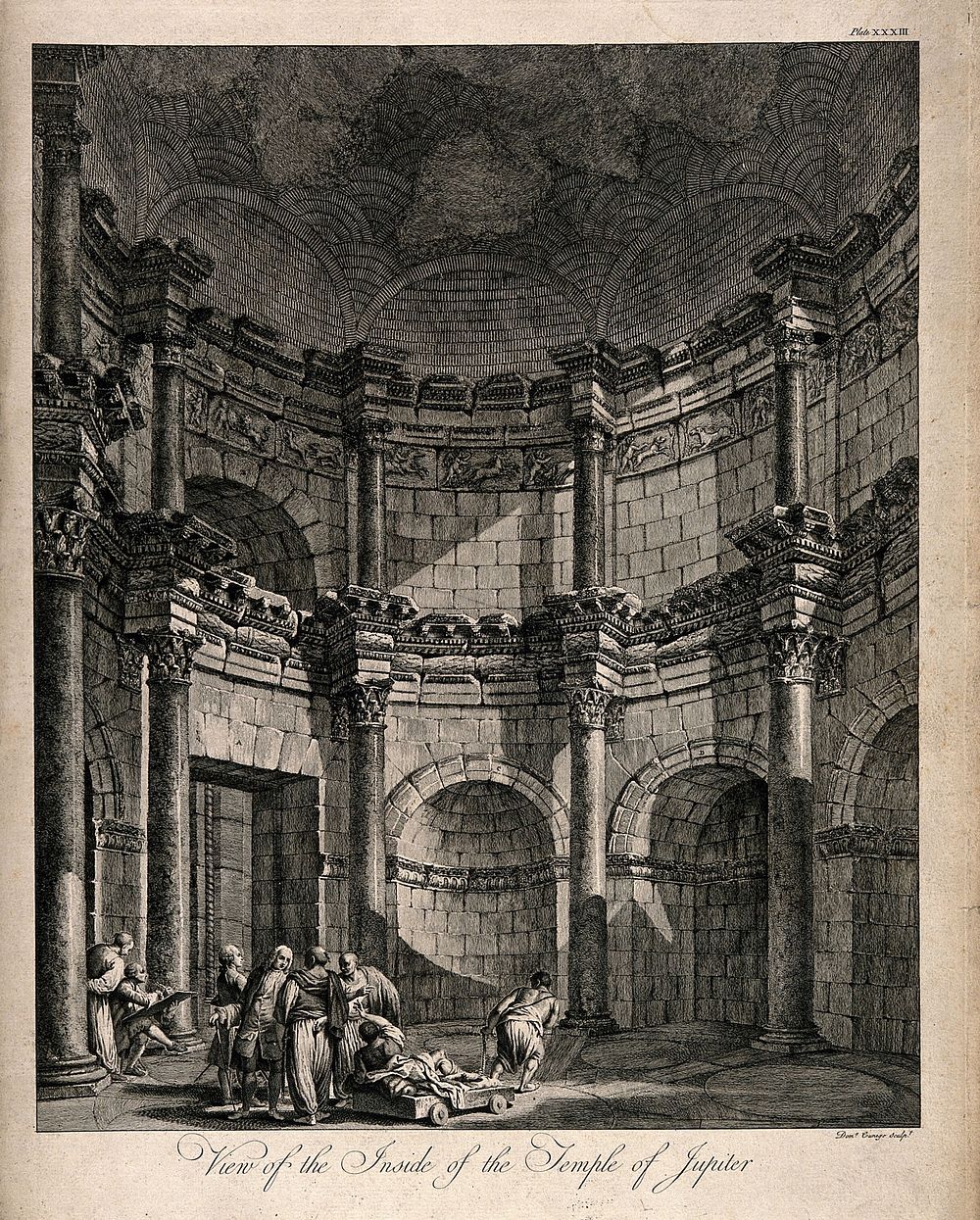 Temple of Jupiter, Spalato [Split]: interior. Engraving by D. Cunego.