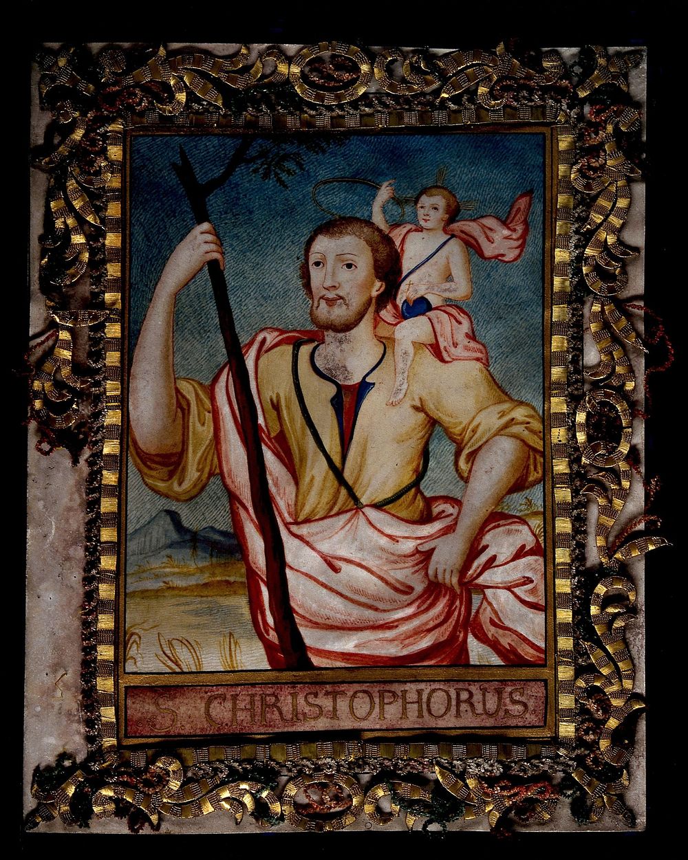 Saint Christopher. Watercolour painting.
