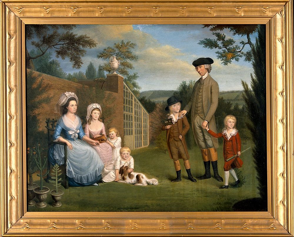 John Coakley Lettsom, physician, with his family, in the garden of Grove Hill, Camberwell.