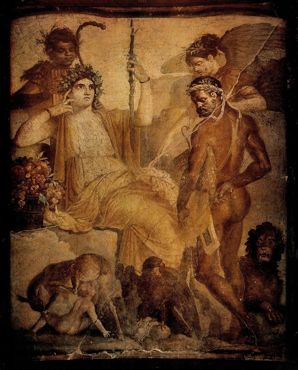 Telephus (son of Hercules) being suckled by a doe in the temple of Athena where as an infant he was left to die. Colour…