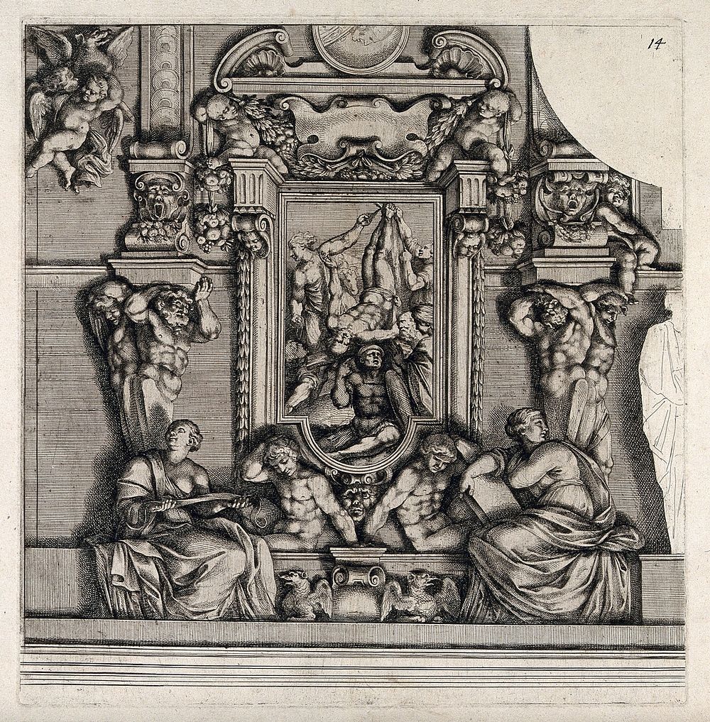 Martyrdom of Saint Peter. Etching.
