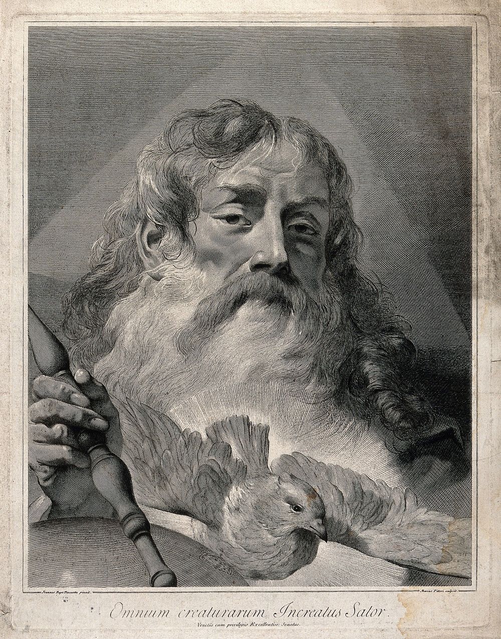 God the Father with the Holy Ghost. Line engraving by G.M. Pitteri after G.B. Piazzetta.