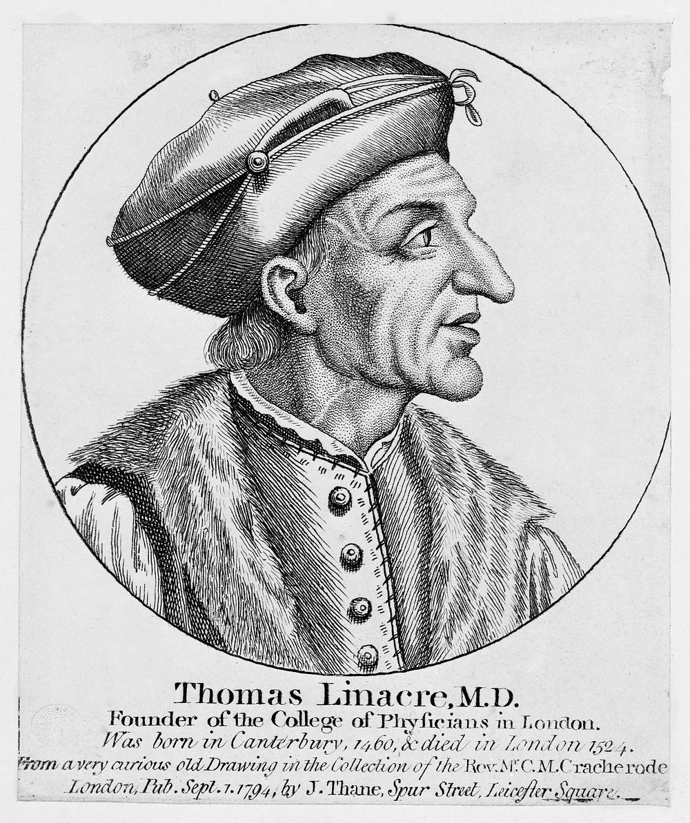 Thomas Linacre. Engraving, 1794.