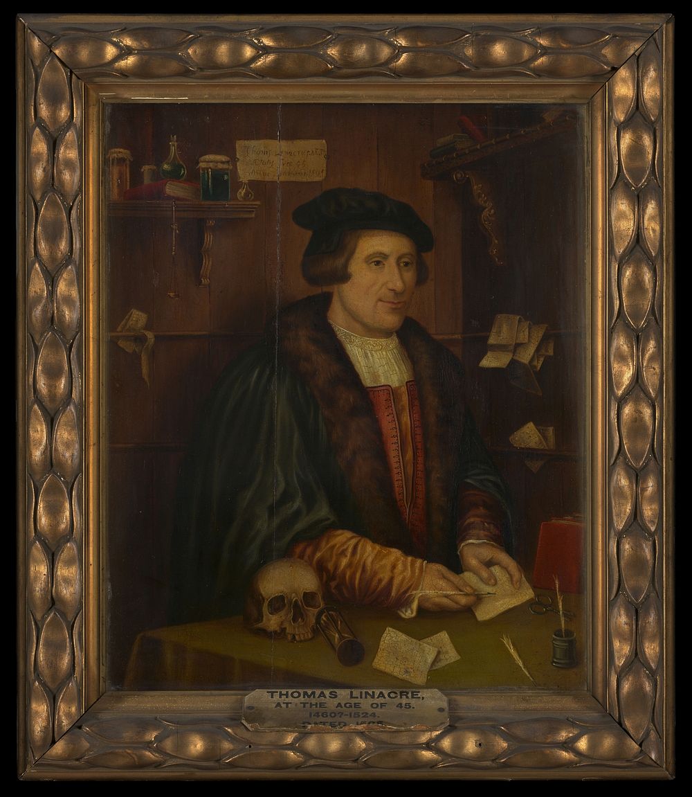A man designated as Thomas Linacre. Oil painting, ca. 1900 .