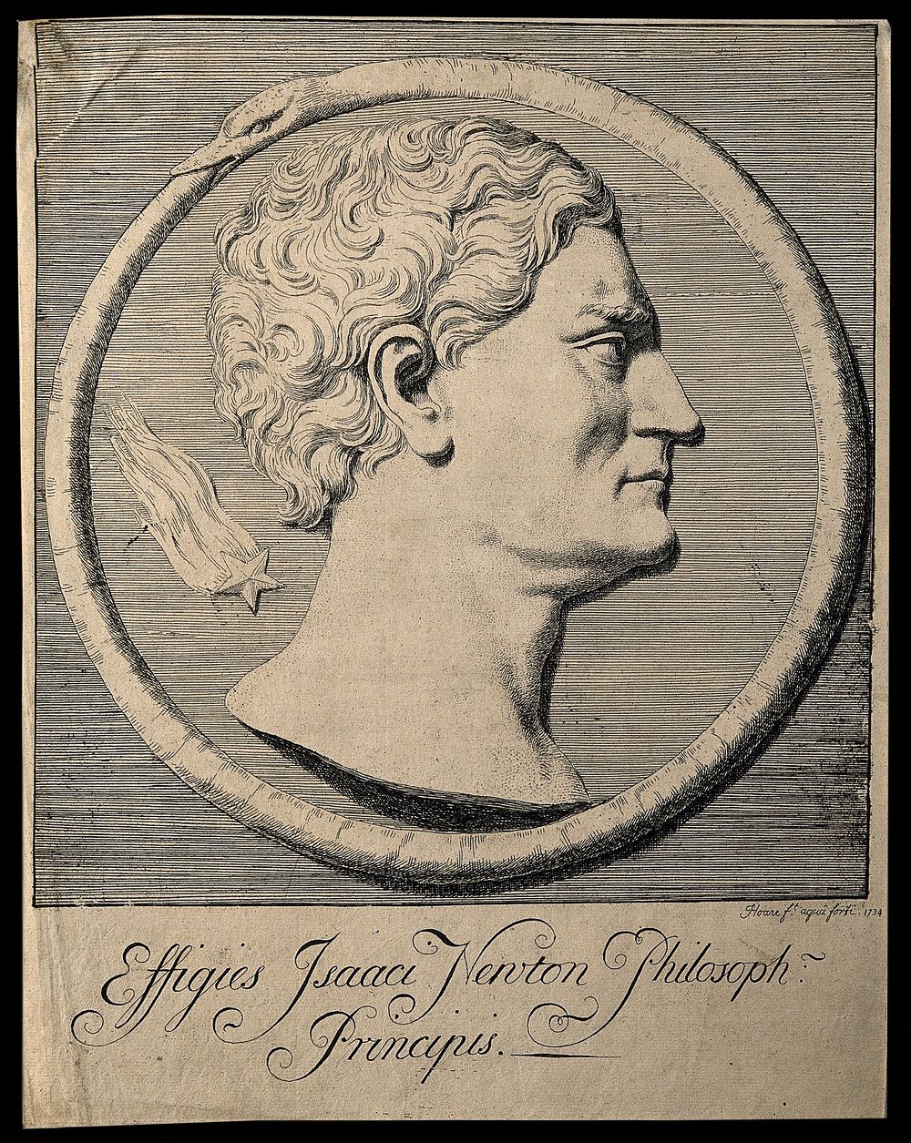 Sir Isaac Newton. Etching by W. Hoare, 1734.