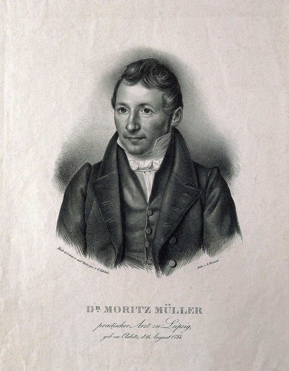 Moritz Wilhelm Mueller. Lithograph by G. Schlick after himself.