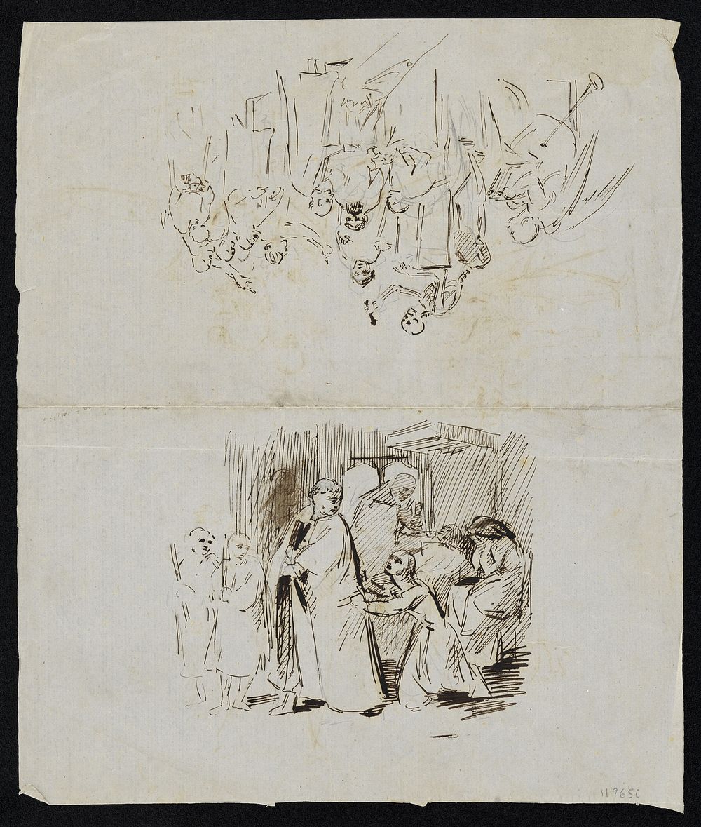 Five scenes with a skeleton. Drawings attributed to H.K. Browne [Phiz].