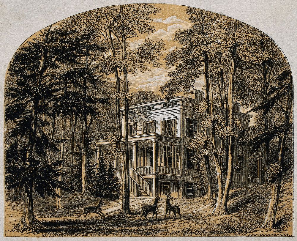John James Audubon: his house. Colour line block by Richardson Cox.