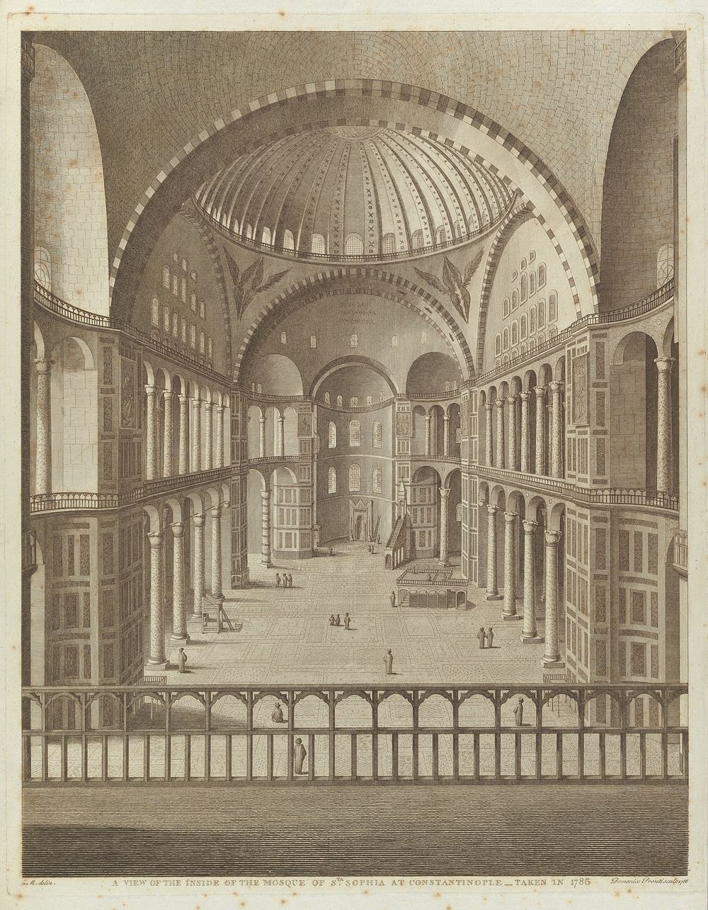 Ayasofia, Istanbul: interior. Engraving by D. Pronti, 1788, after G.M., 1786.