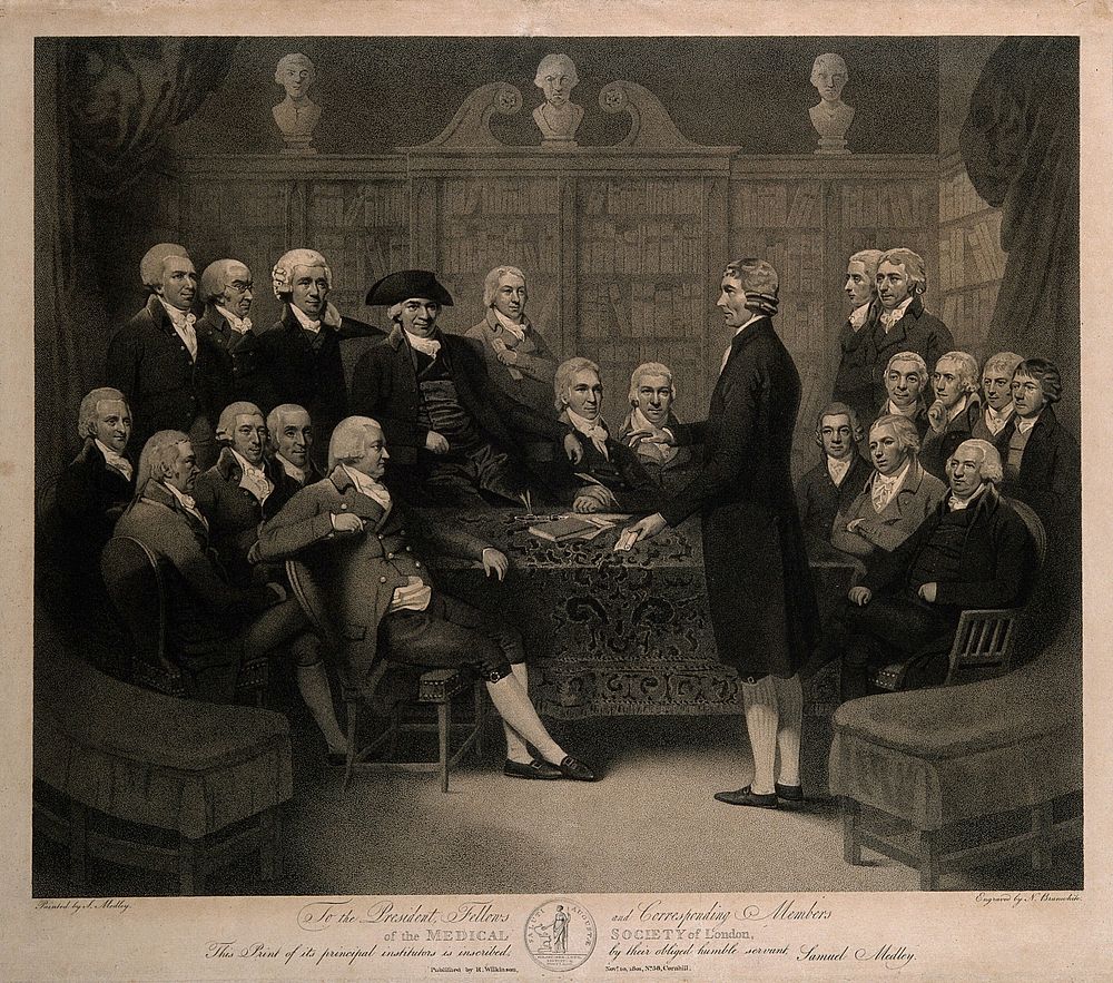The Medical Society of London: John Coakley Lettsom presenting to the society the deeds of 3 Bolt Court, City of London.…