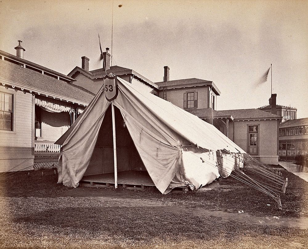 Philadelphia International Exposition, 1876: Hospital of the Medical Department of the U.S. Army: rear view showing a…
