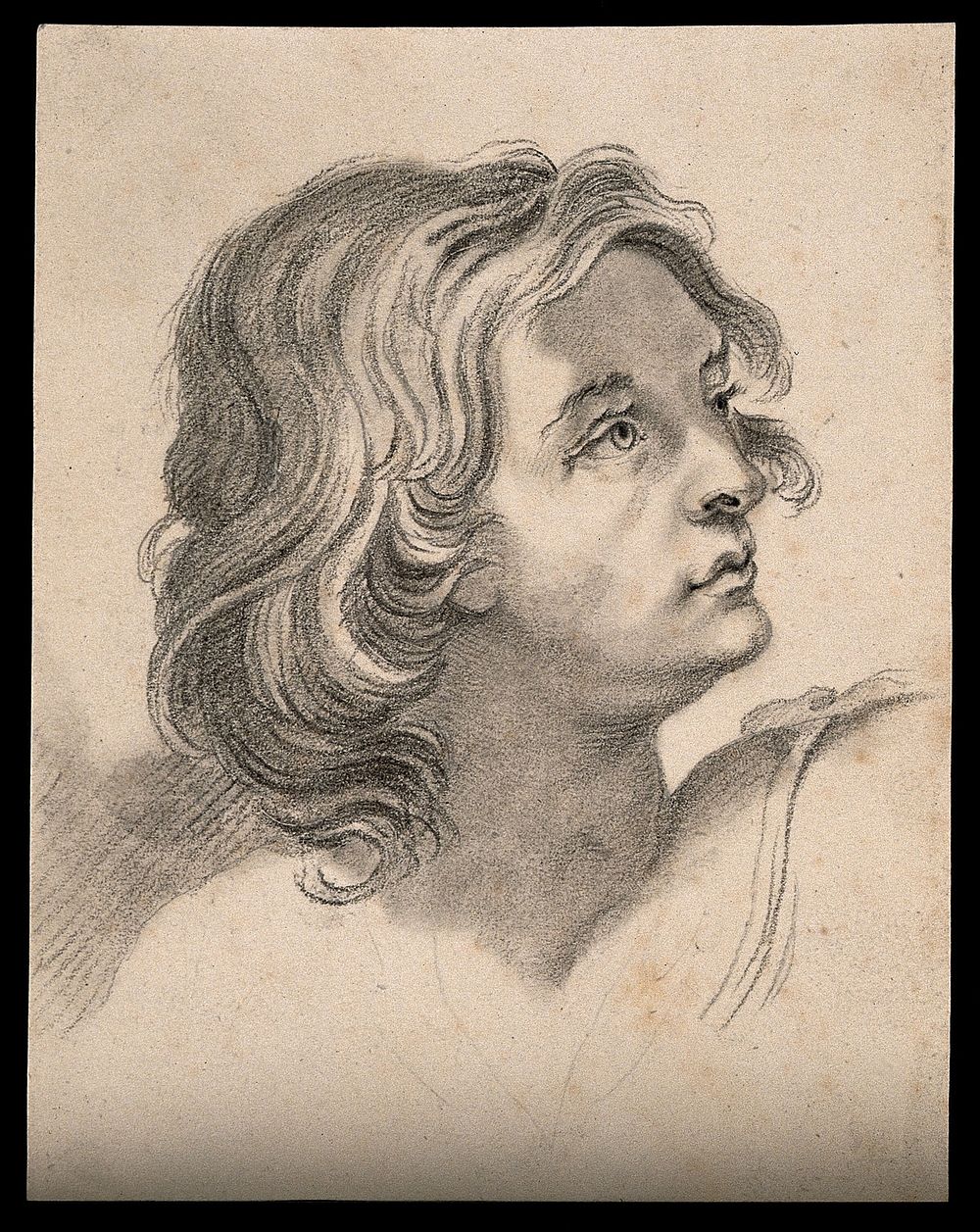 Head of an angel. Drawing, c. 1791, after G. Reni.