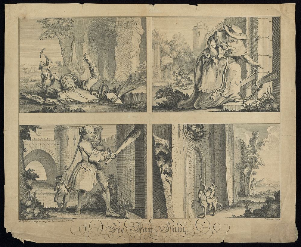 Sir Robert Walpole as Jack in 'Jack and the beanstalk'; representing his domination by the giants Spain and potentially…