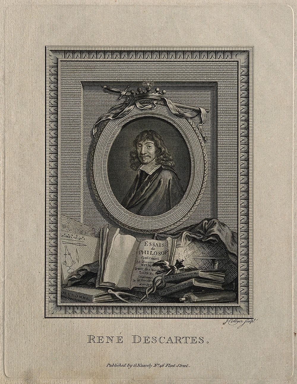 René Descartes. Line engraving by J. Collyer after F. Hals, 1649.
