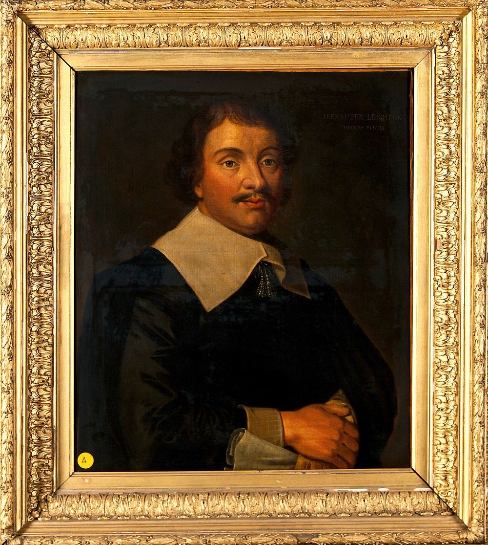 A man designated as "Dr Alexander Leighton (1568-1649)". Oil painting.