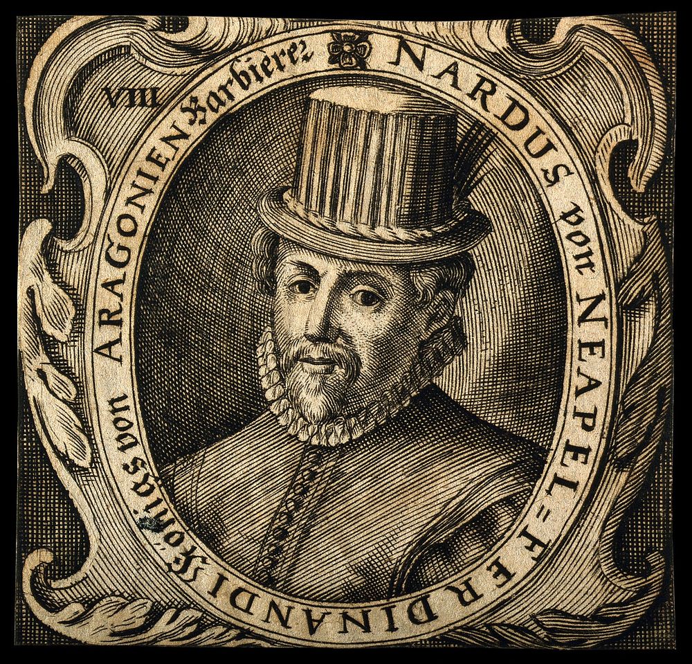 Nardus of Naples. Line engraving.
