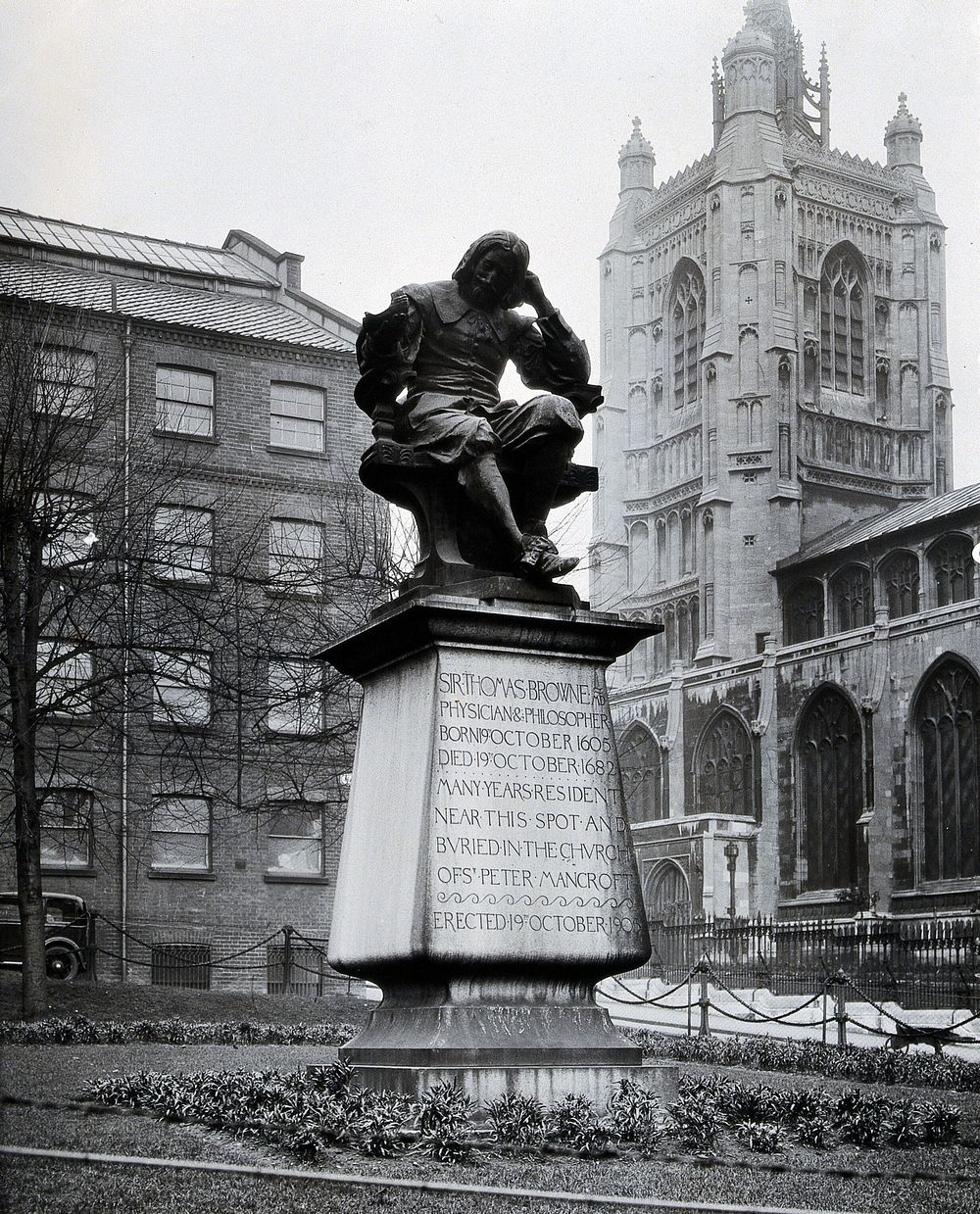 Sir Thomas Browne. Photograph after a sculpture, 1905.