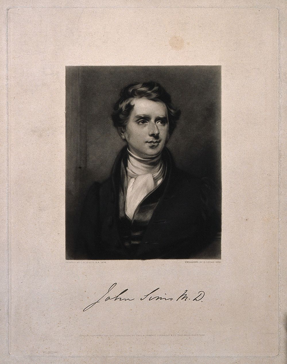 John Sims. Mezzotint by D. Lucas, 1839, after C. R. Leslie, 1824.