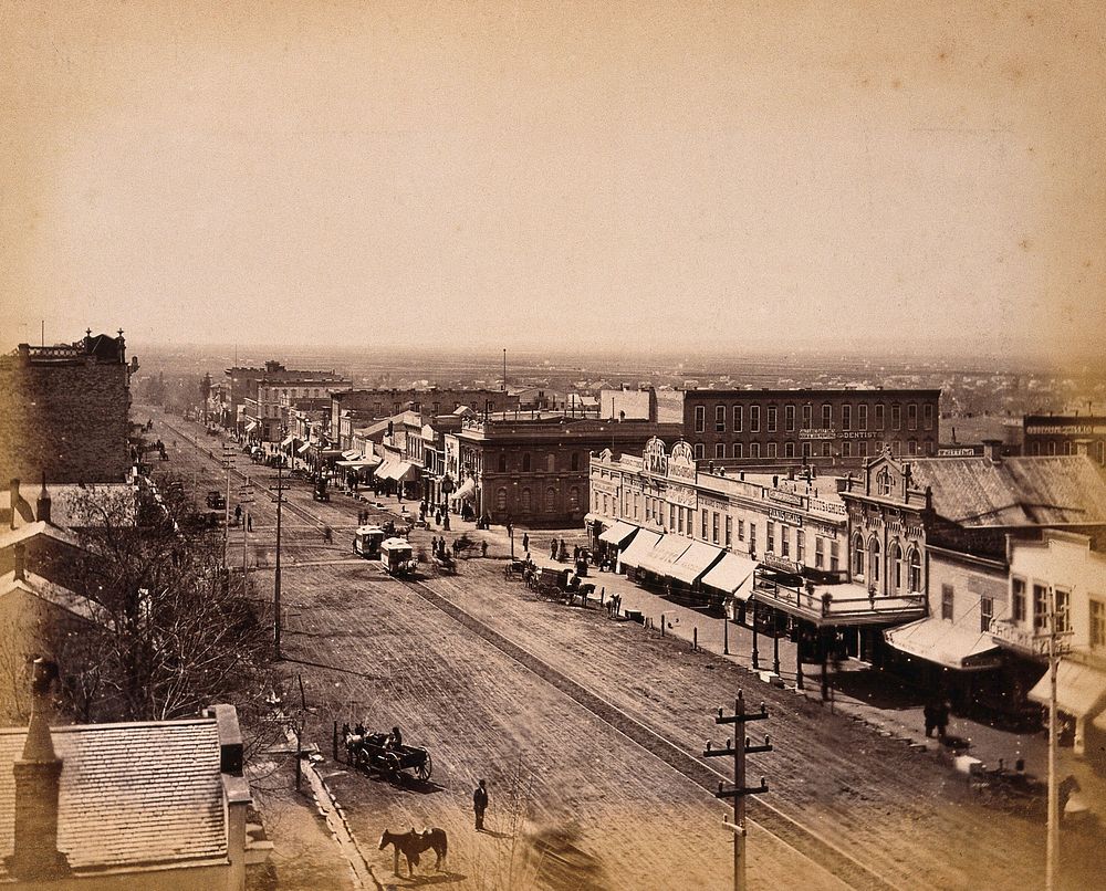 Main Street, Salt Lake City, Utah: elevated view. Photograph, ca. 1880.