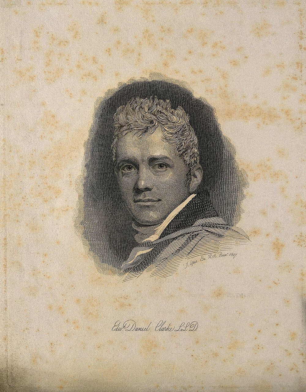 Edward Daniel Clarke. Line engraving by Mrs D. Turner, 1824, after J. Opie, 1807.