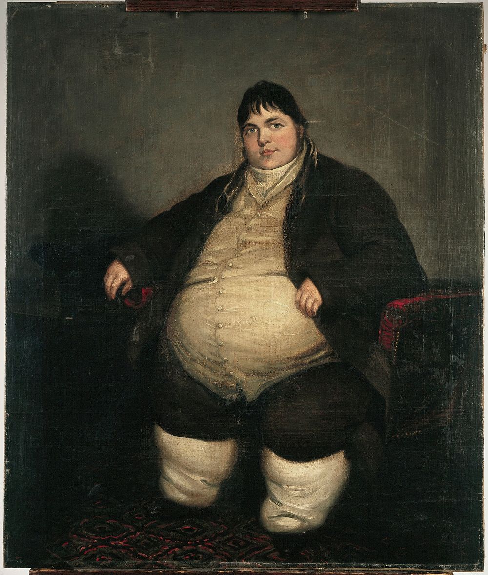 Daniel Lambert, weighing almost forty stone. Oil painting.