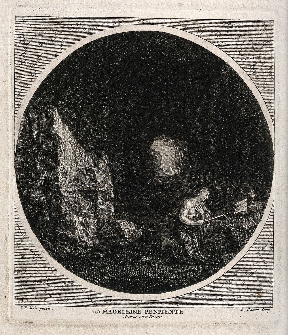 Saint Mary Magdalen. Etching by F. Basan after P.F. Mola.
