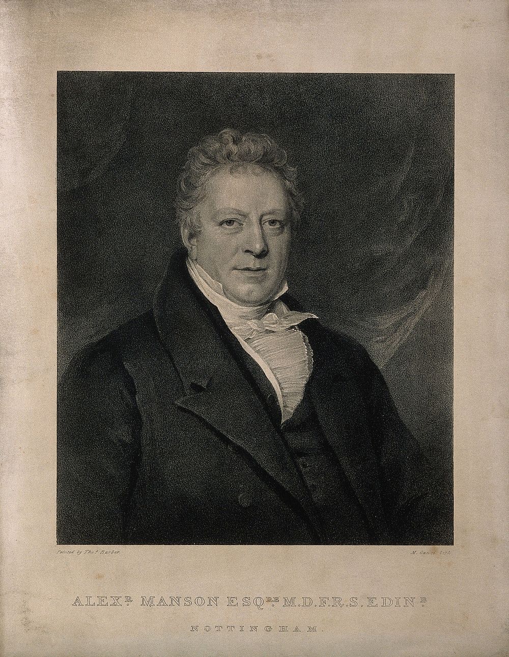 Alexander Manson. Lithograph by M. Gauci after T. Barber.