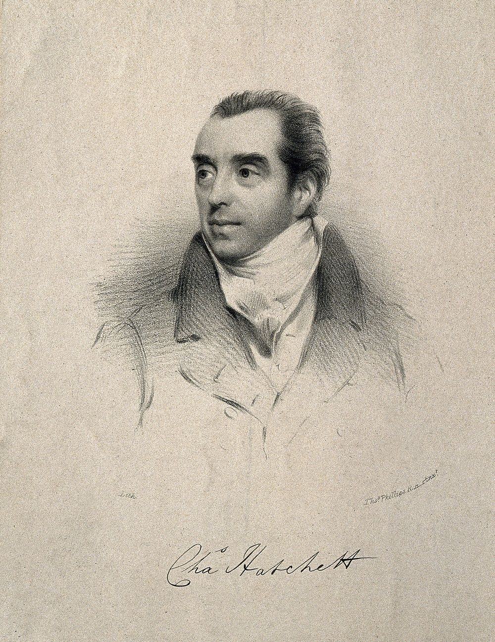 Charles Hatchett. Lithograph by W. Drummond, 1836, after T. Phillips.