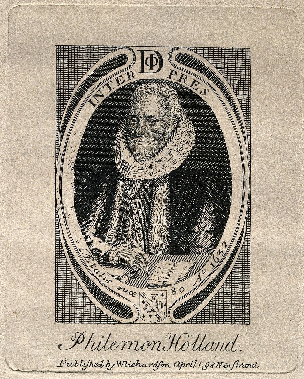 Philemon Holland. Line engraving by W. Richardson, 1798.